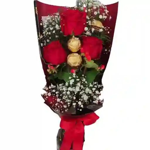 Ramo De 3 Rosas Y 3 Ferrero