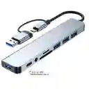 Adaptador 8 En 1 Multipuerto Con Audio Y Sd/micro Sd
