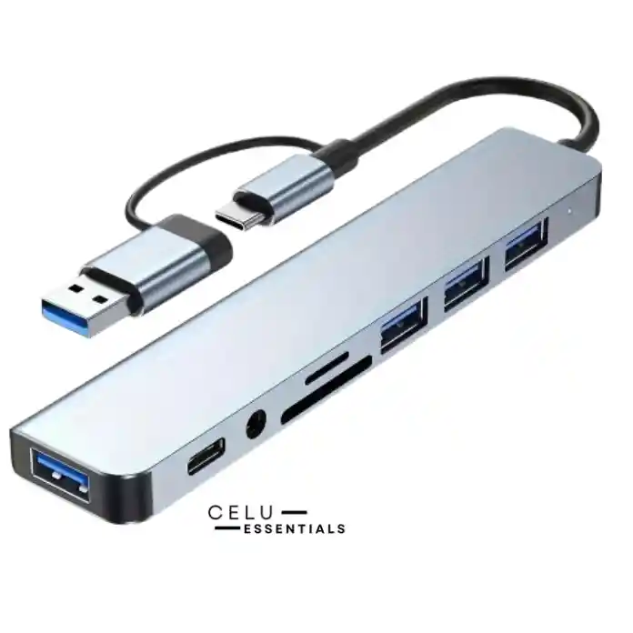 Adaptador 8 En 1 Multipuerto Con Audio Y Sd/micro Sd