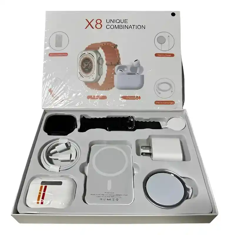 Combo Reloj Smartwatch X8 Ultra + Audifonos In Ear + Power Bank