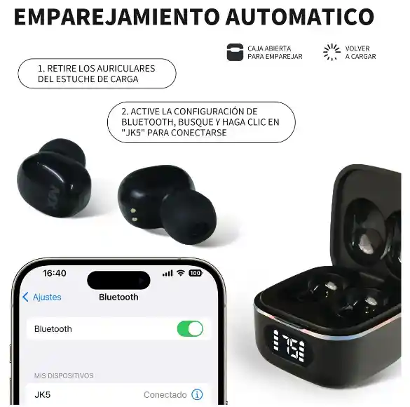 Audífonos Inalámbricos Bluetooth Jkmx Jk5 Negro