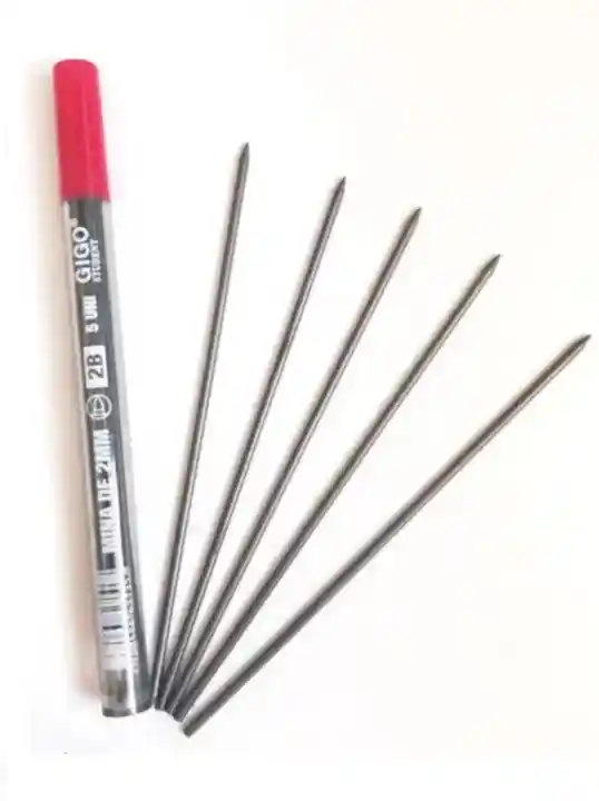Minas Gruesas 2 Mm 2b Negro X 5 Uds Repuesto Portaminas