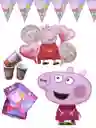 Kit Fiesta Platos Vasos Piñata Globos Peppa Pig Decoracion Cumpleaños