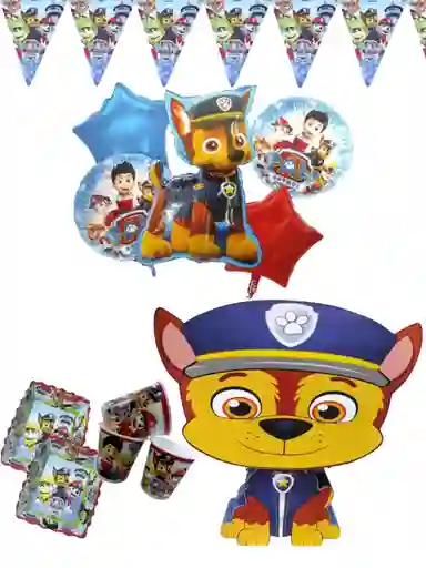 Kit Fiesta Platos Vasos Piñata Globos Chase Guardia Canina Decoracion Cumpleaños