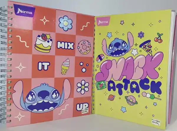 Cuaderno Argollado Durabook Lite Grande 7 Materias Cuadriculado Stitch