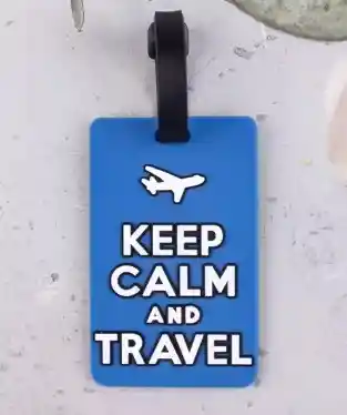 Etiqueta Para Equipaje Azul Maleta De Viaje Con Datos Personales Keepp Calm