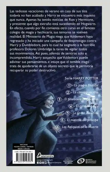 Libro Harry Potter Y La Orden Del Fénix Para Niños