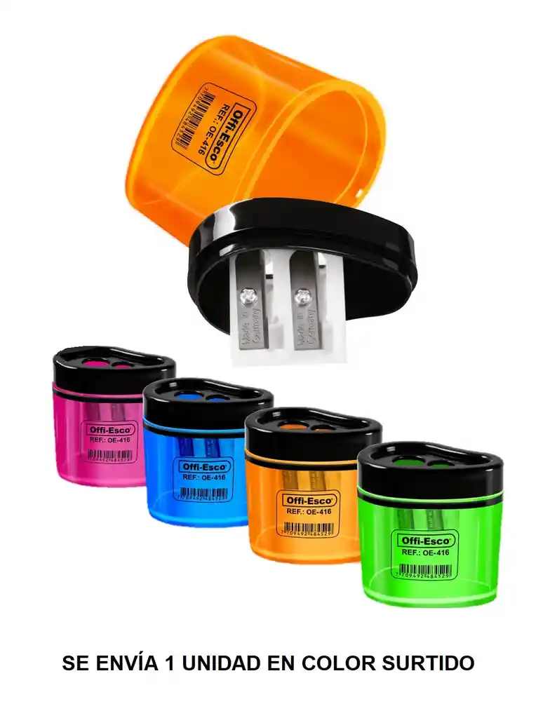 Sacapuntas Tajalapiz Doble: Estandar Y Jumbo. Colores Surtidos Offi Esco Oe-416
