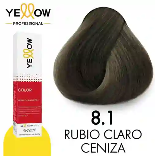 Yellow Tinte Tono 8.1 Rubio Claro Ceniza (incluye Peróxido, Guantes Y Tratamiento)