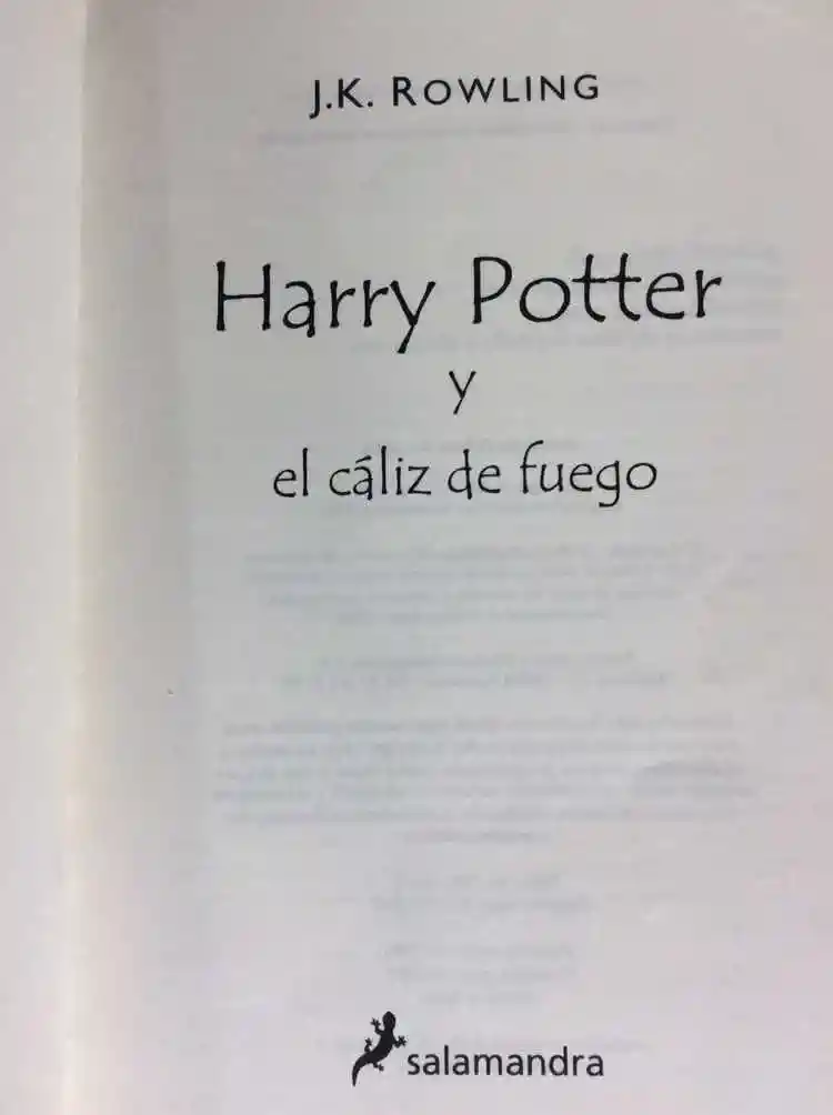 Libro Harry Potter Y El Cáliz De Fuego Para Niños