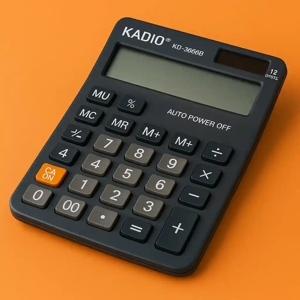 Calculadora De Escritorio Kadio Kd-3866b 12 Dígitos Solar Y Batería