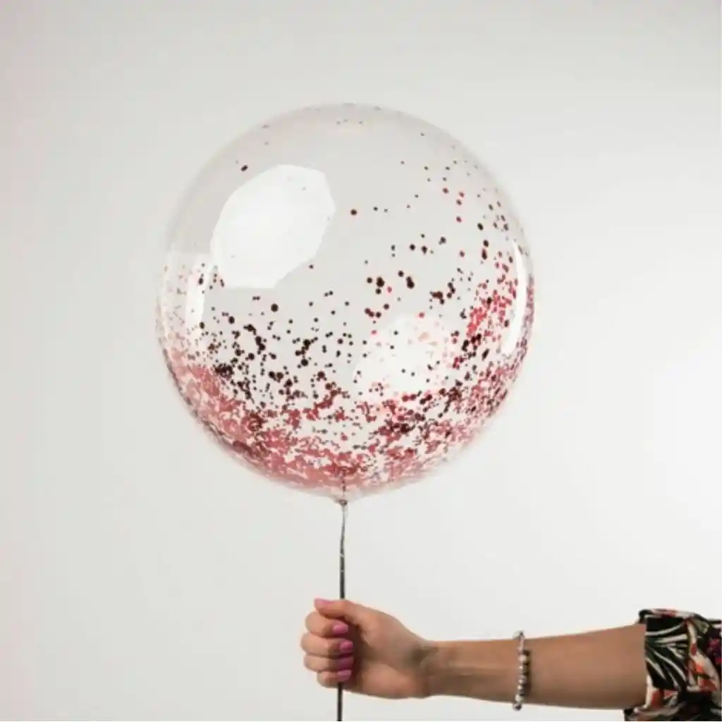 Globo Burbuja 20" (50 Cm) Con Escarcha Roja Brillo Y Elegancia Para Tus Fiestas