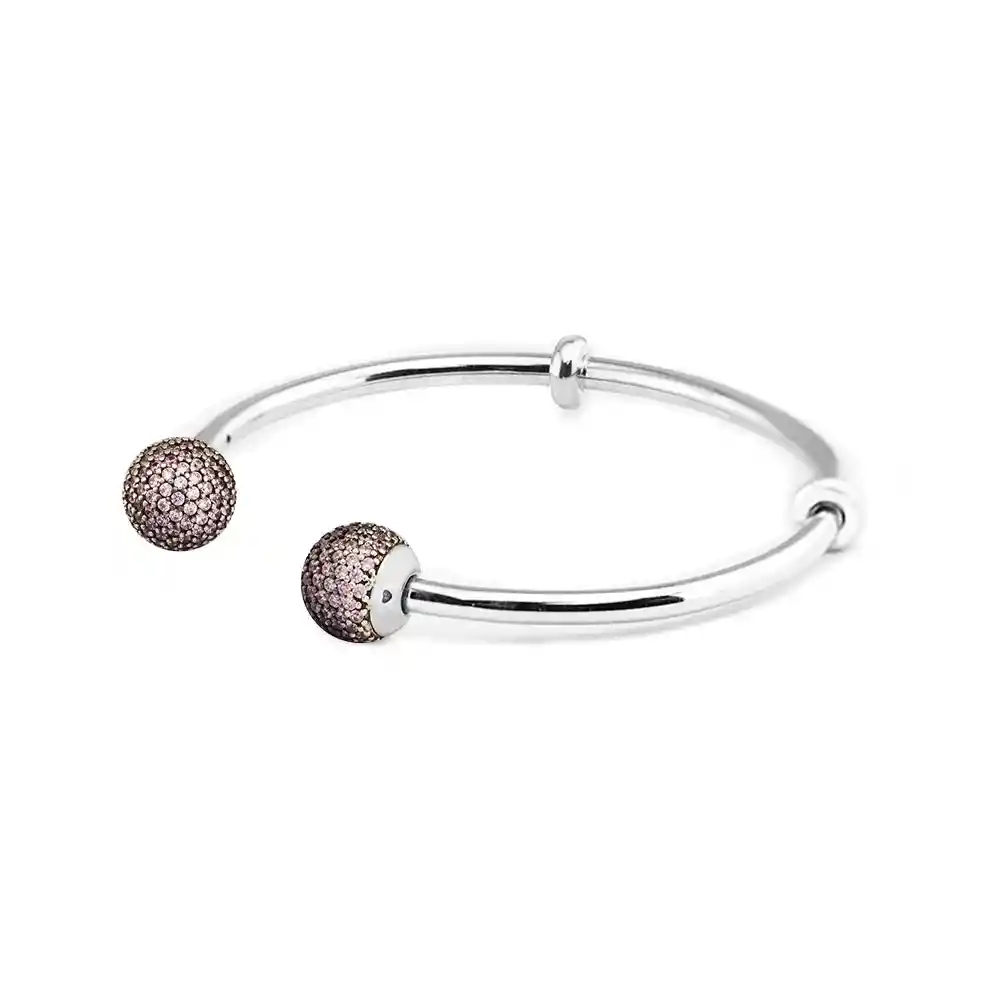 Pulsera Brazalete Pandora Con Cierre De Doble Esfera 596438czs Plata 925 - 18cm