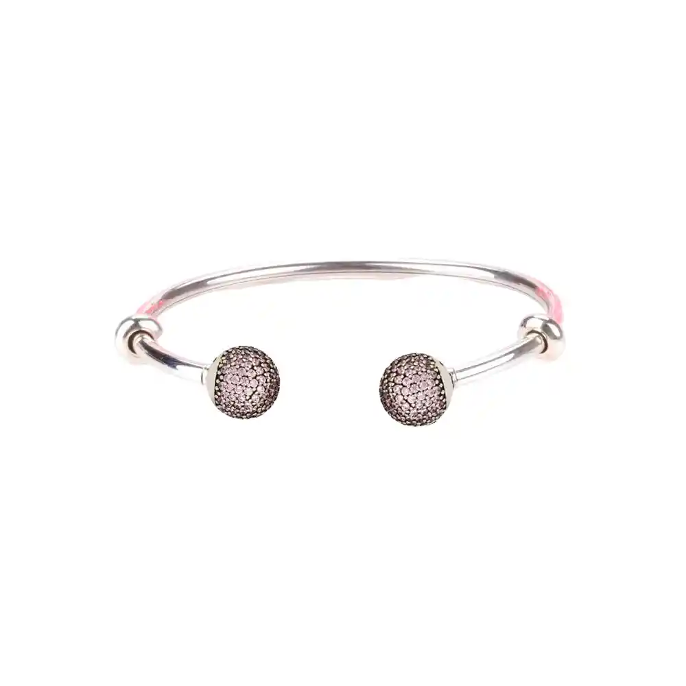 Pulsera Brazalete Pandora Con Cierre De Doble Esfera 596438czs Plata 925 - 18cm