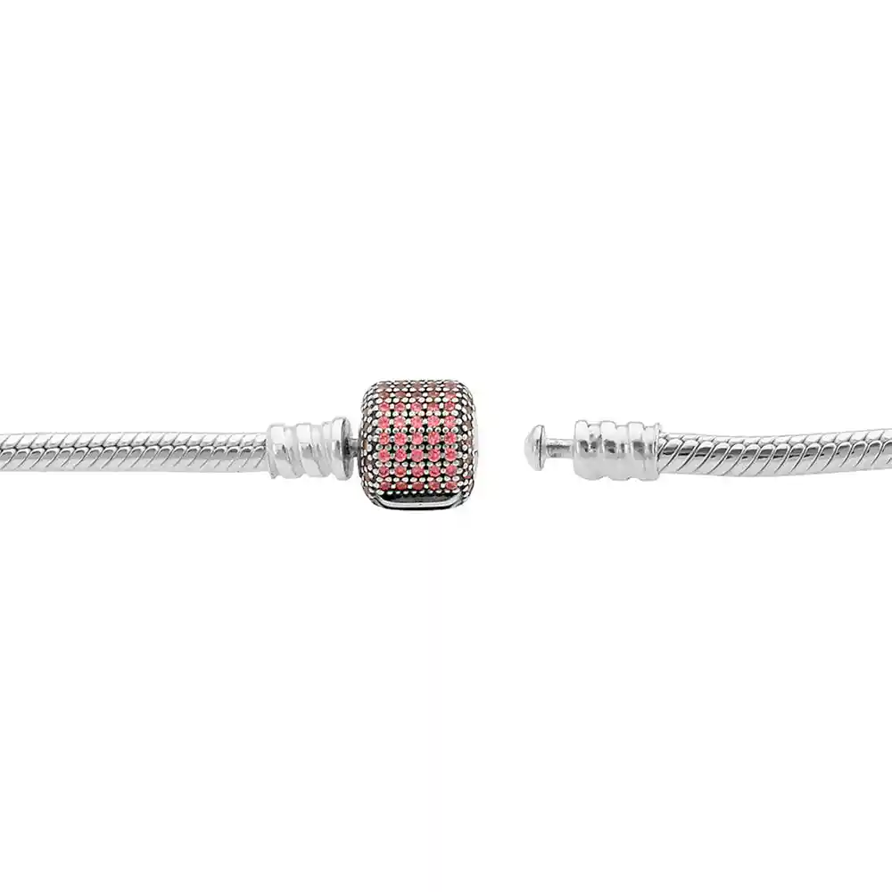 Pulsera Brazalete Pandora Con Circonitas Rosadas 590723czs Plata 925 - 18cm