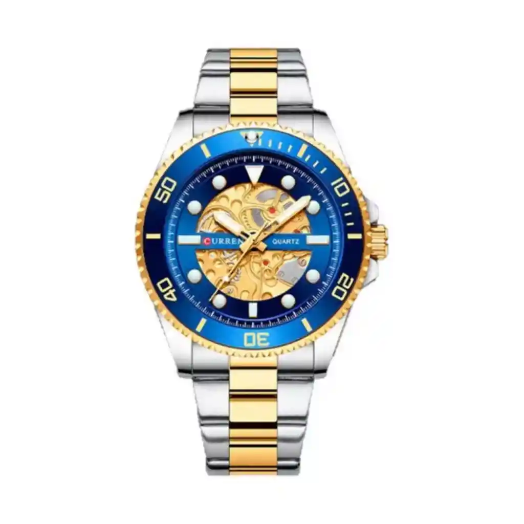Reloj Análogo Curren Original Kreb732001 Acero Inoxidable Color Negroy Dorado Para Mujer