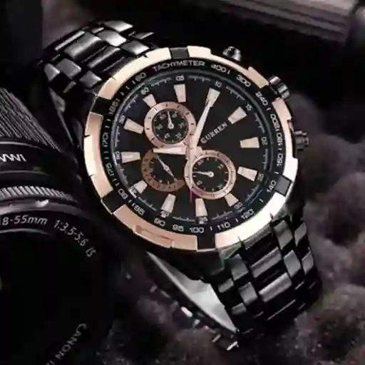 Reloj Análogo Curren Original Kred8303 Para Hombre Acero Color Plateado