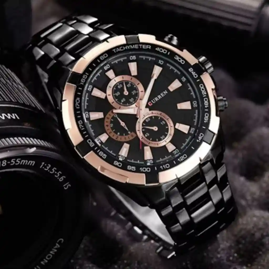 Reloj Análogo Curren Original Kred8303 Para Hombre Acero Color Plateado