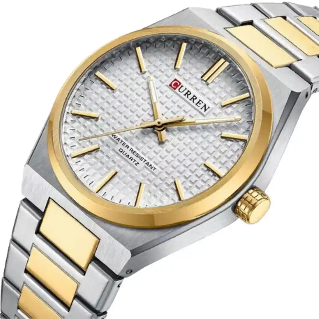 Reloj Analágo Curren Original Krec971901 - 8351 Acero Color Plateado Y Negro Para Hombre