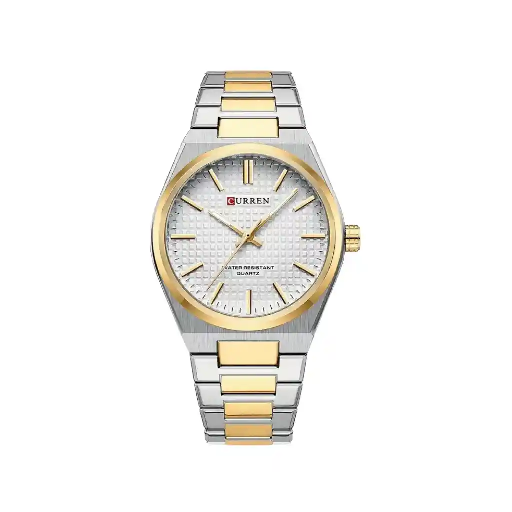 Reloj Analágo Curren Original Krec971901 - 8351 Acero Color Plateado Y Negro Para Hombre