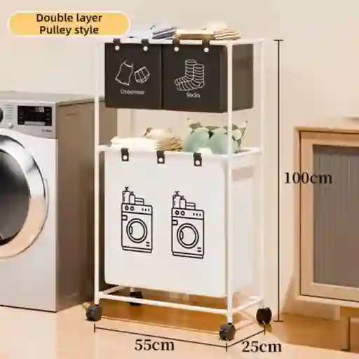 Cesto Canasta Ropa Sucia Lavanderia 2 Niveles Almacenamiento