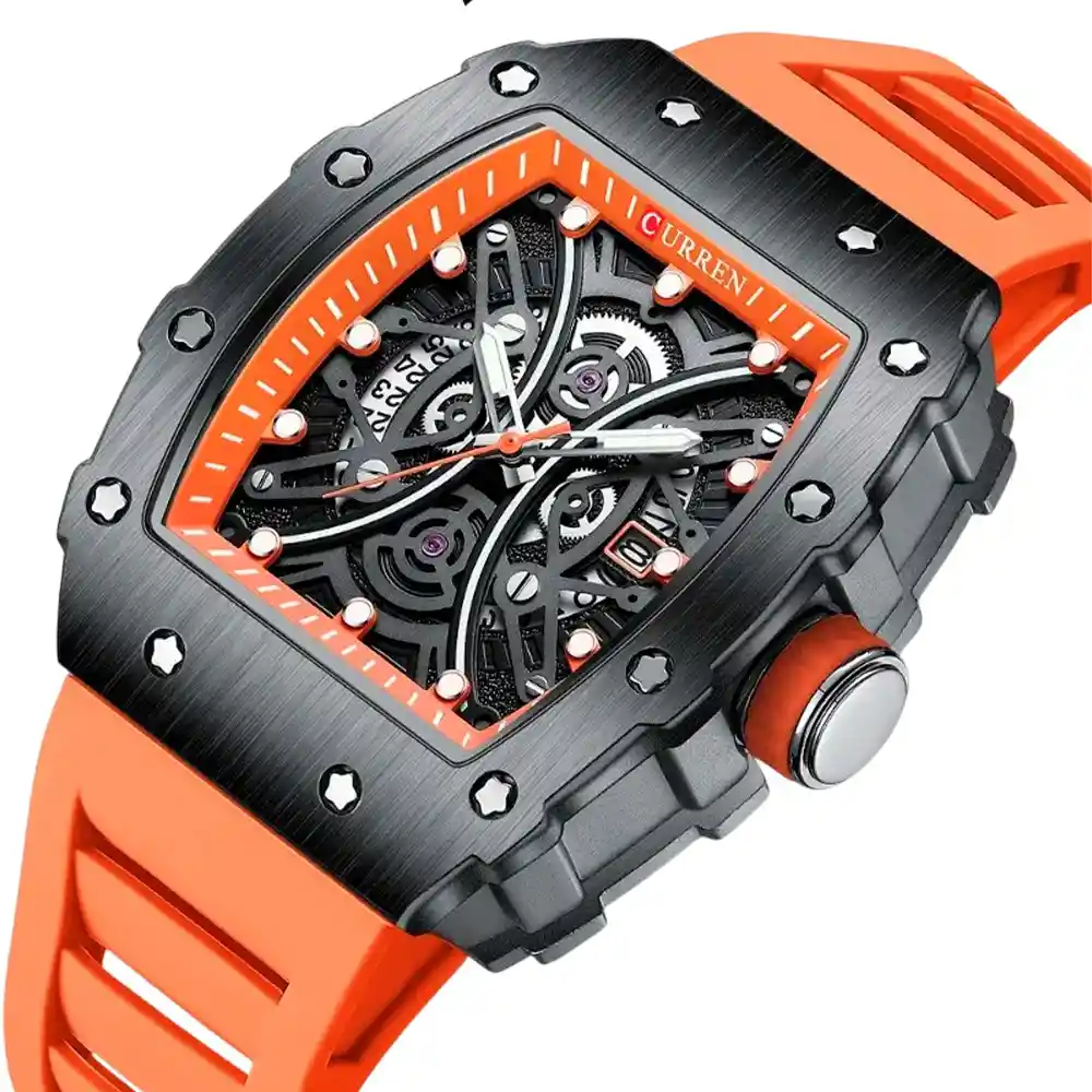 Reloj Análogo Curren Original Kreb562001para Hombre Acero Color Negro-oro Rosa