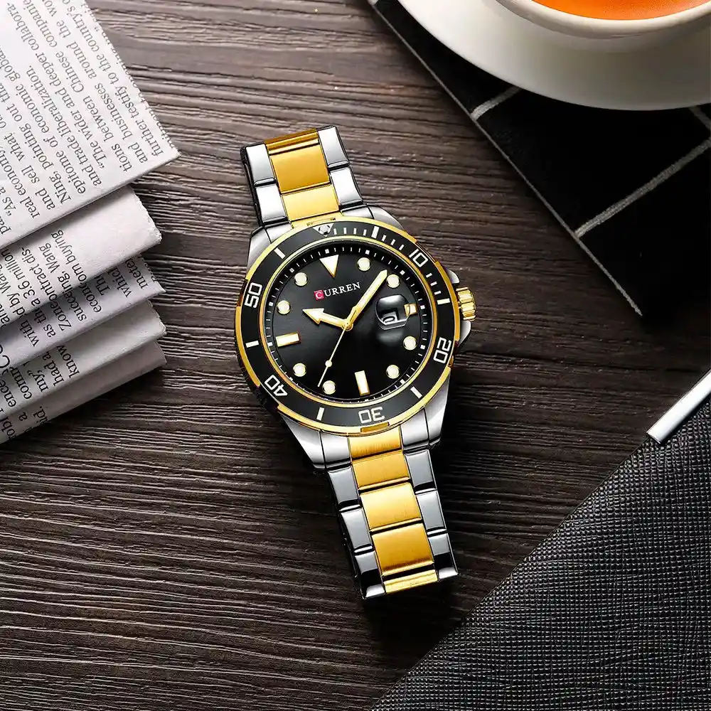 Reloj Análogo Curren Original Kreb560120 Para Hombre Acero Color Negro