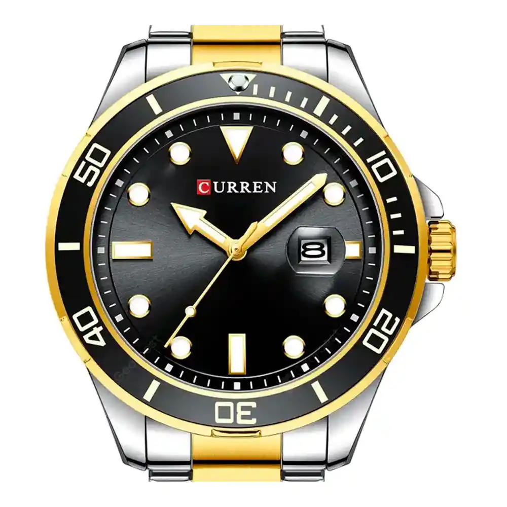 Reloj Análogo Curren Original Kreb560120 Para Hombre Acero Color Negro