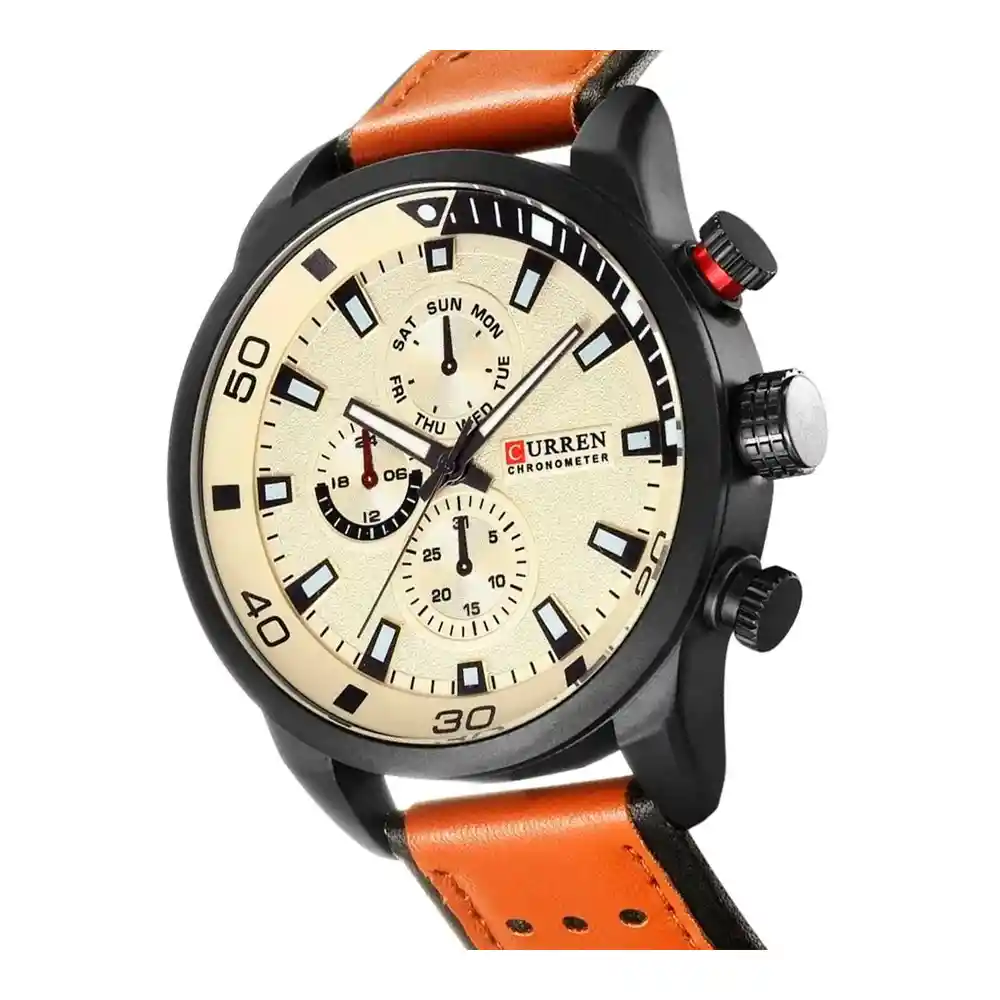 Reloj Análogo Curren Original Krea9401010101 Para Hombre Cuero Color Plomo