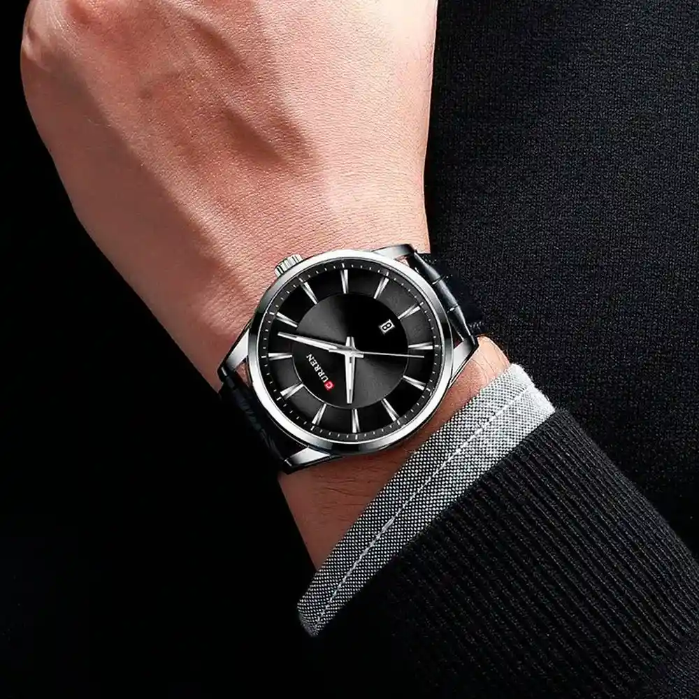 Reloj Análogo Curren Original Kred17190719 Para Hombre Acero Color Plata Y Verde