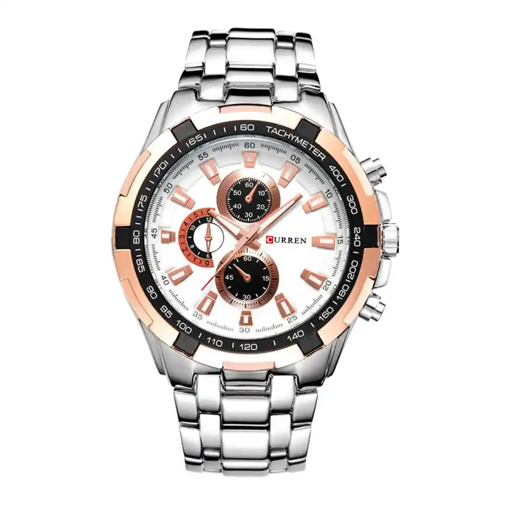 Reloj Análogo Curren Original Deportivo Kred8502 Para Hombre Acero Negro Y Plomo