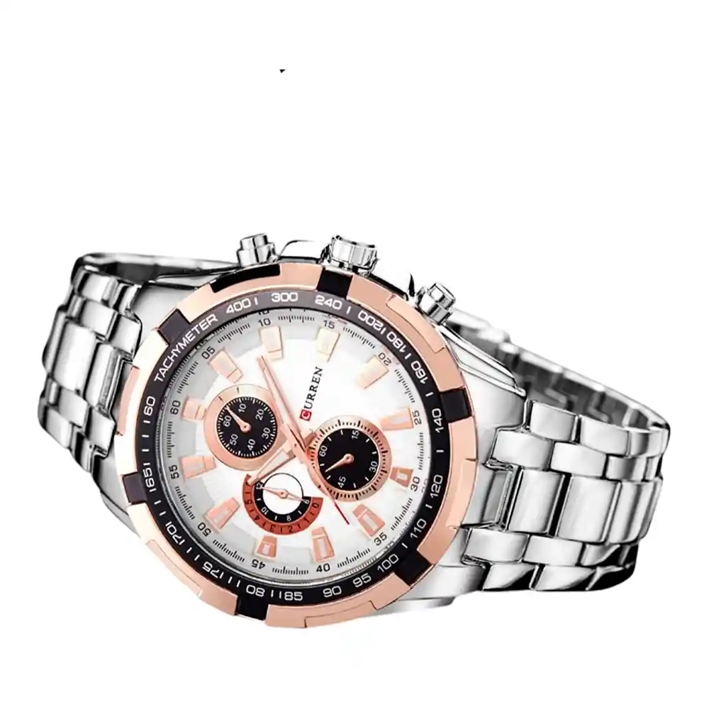 Reloj Análogo Curren Original Deportivo Kred8502 Para Hombre Acero Negro Y Plomo