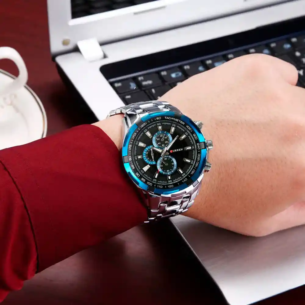 Reloj Análogo Curren Original Kred17190118 Acero Color Plateado Y Dorado Para Hombre