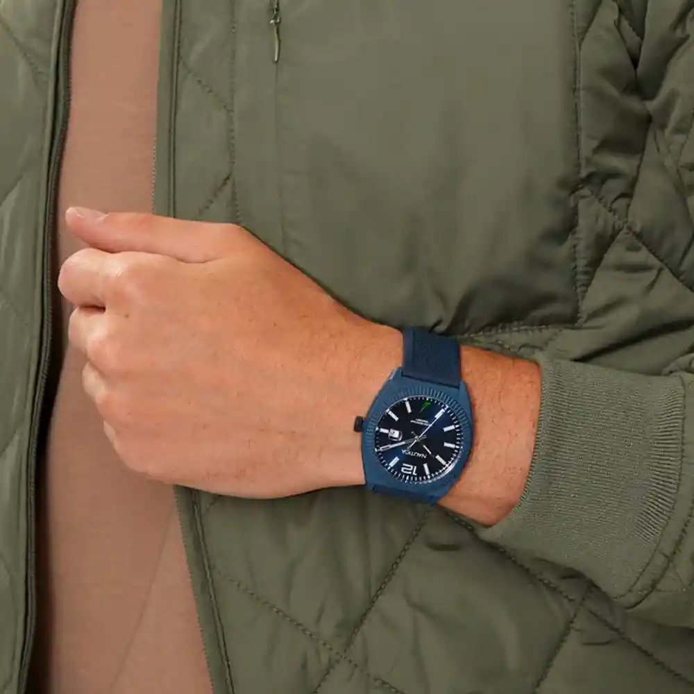 Reloj Análogo Edifice Original Efv_540d_1a2v Acero Color Plateado Y Azul Para Hombre