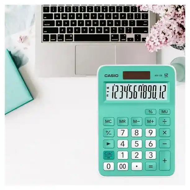 Calculadora Casio Original Mx-12b De Escritorio 12 Digitos Turquesa