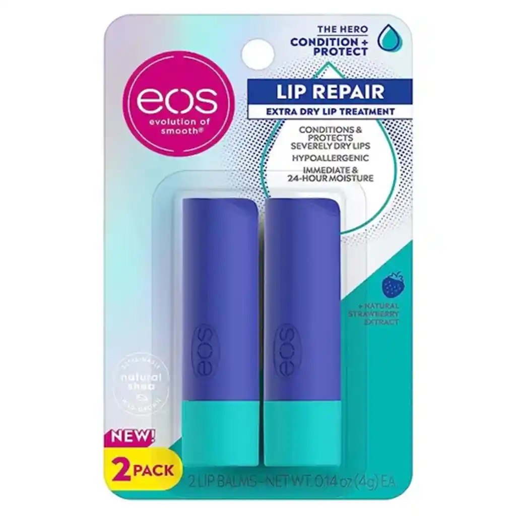 Eos Bálsamo Reparador Labial Intensivo - Dry Lip Repair Rescue| Hidratación Clínica Recomendado Por Dermatólogos -0.14 Oz 4 G