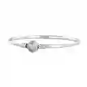 Pulsera Brazalete Pandora Liso Con Cierre Corazón Brillante 590743cz Plata 925 - 18cm