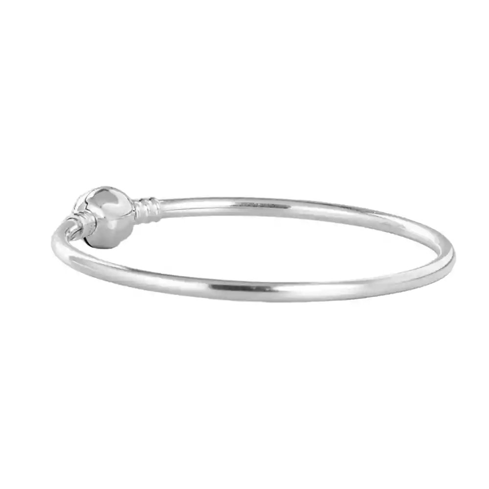 Pulsera Brazalete Pandora Liso Con Cierre Corazón Brillante 590743cz Plata 925 - 18cm