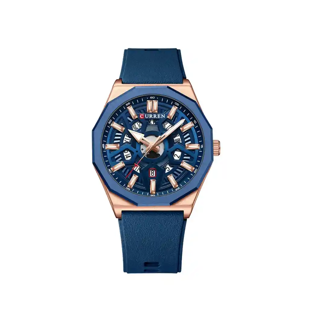 Reloj Análogo Curren Original Deportivo Kred8504 Para Hombre Acero Azul Y Dorado