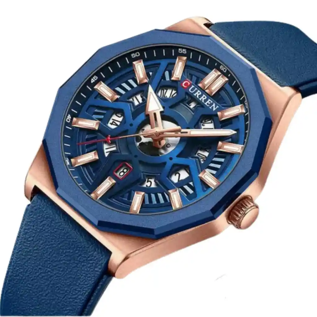 Reloj Análogo Curren Original Deportivo Kred8504 Para Hombre Acero Azul Y Dorado