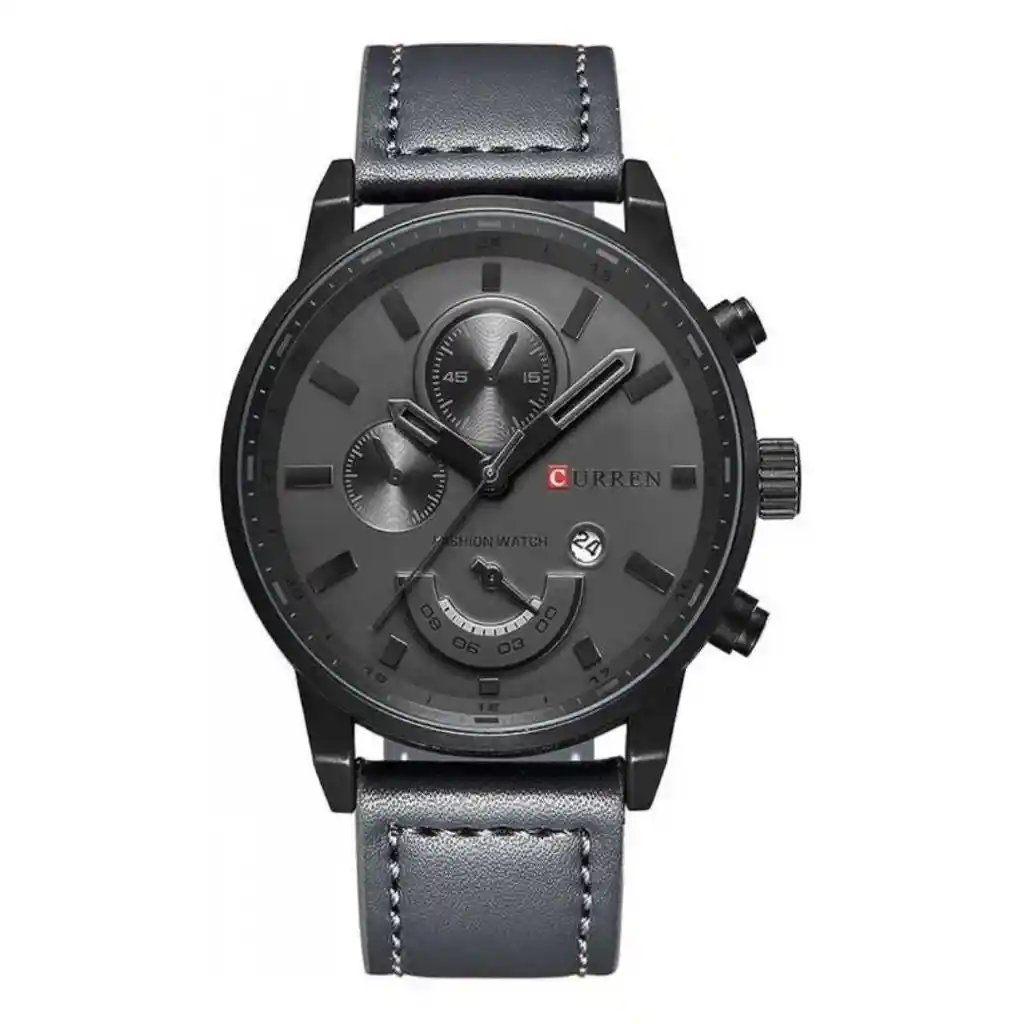 Reloj Análogo Curren Original Krea9401010101 Para Hombre Cuero Color Plomo