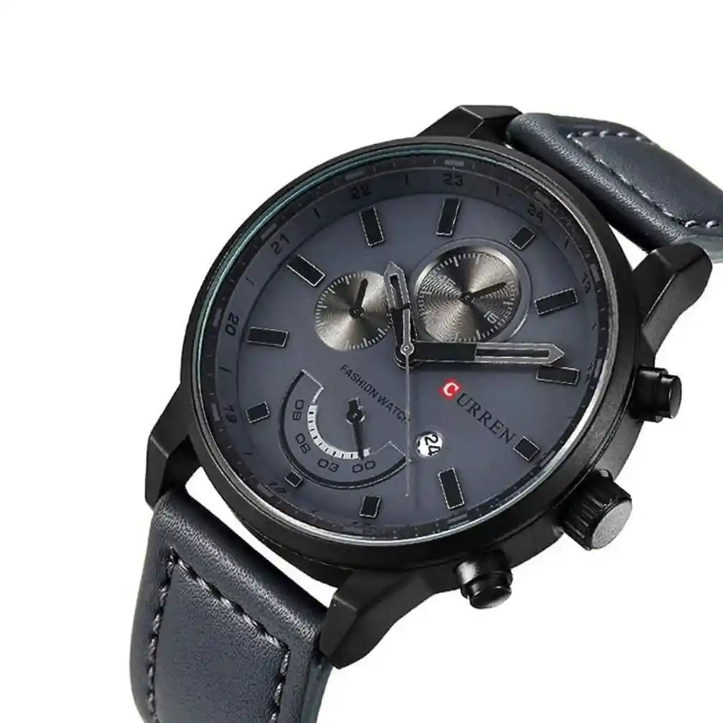 Reloj Análogo Curren Original Krea9401010101 Para Hombre Cuero Color Plomo