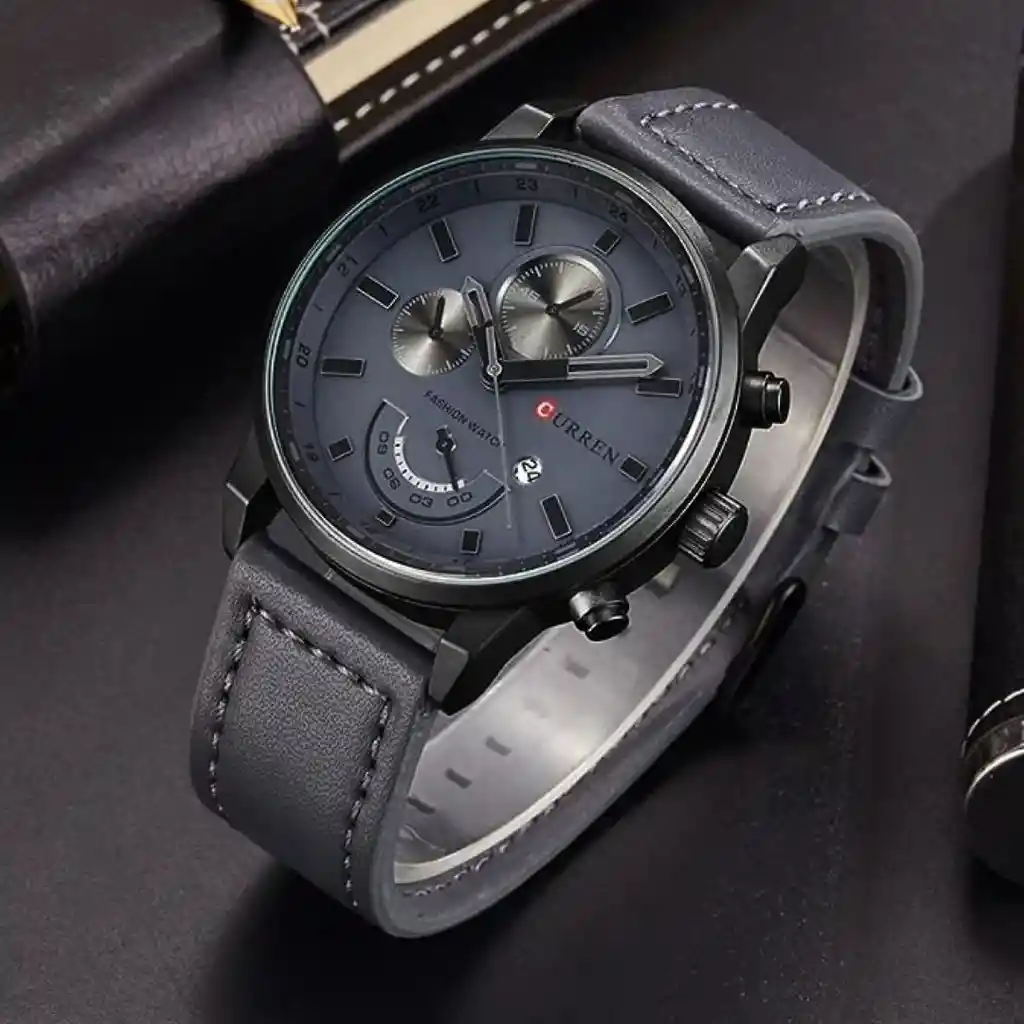 Reloj Análogo Curren Original Krea9401010101 Para Hombre Cuero Color Plomo