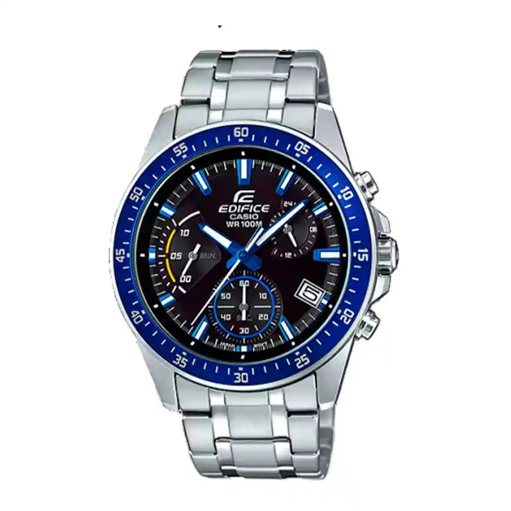 Reloj Análogo Edifice Original Efv_540d_1a2v Acero Color Plateado Y Azul Para Hombre