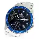 Reloj Análogo Edifice Original Efv_540d_1a2v Acero Color Plateado Y Azul Para Hombre