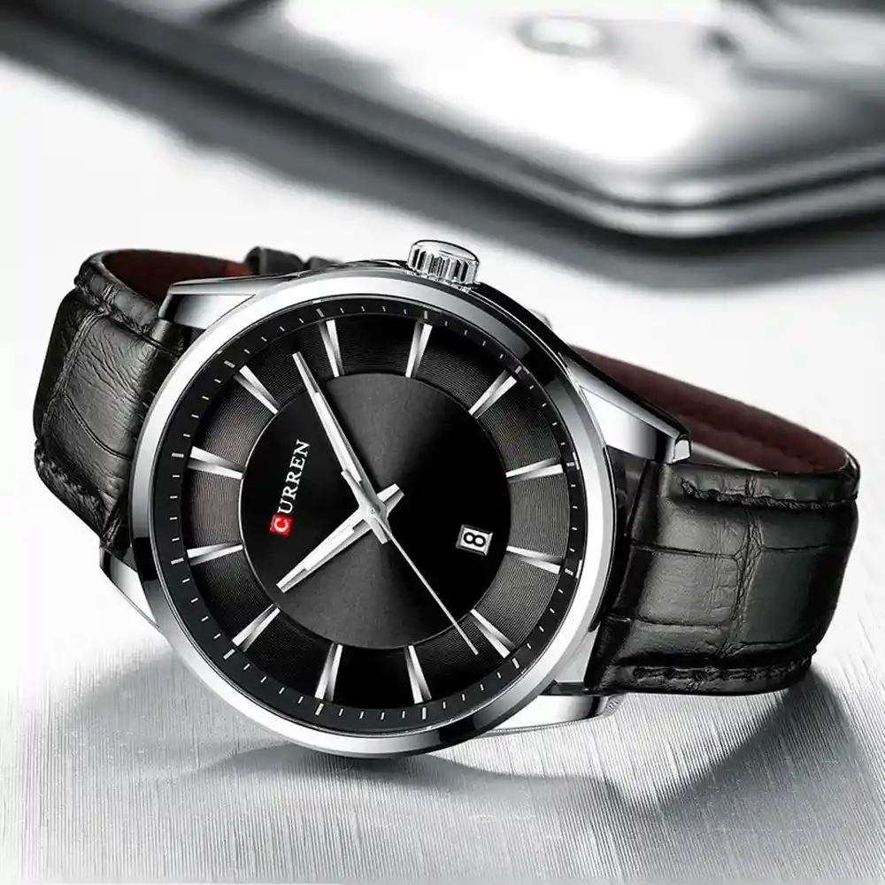 Reloj Análogo Curren Original Krec751901- 8365 Acero Inoxidable Color Negro Para Hombre