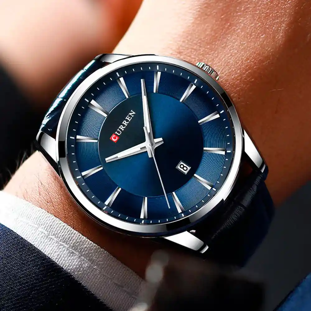 Reloj Análogo Curren Original Krec7503- 8365 Acero Inoxidable Color Azul Para Hombre