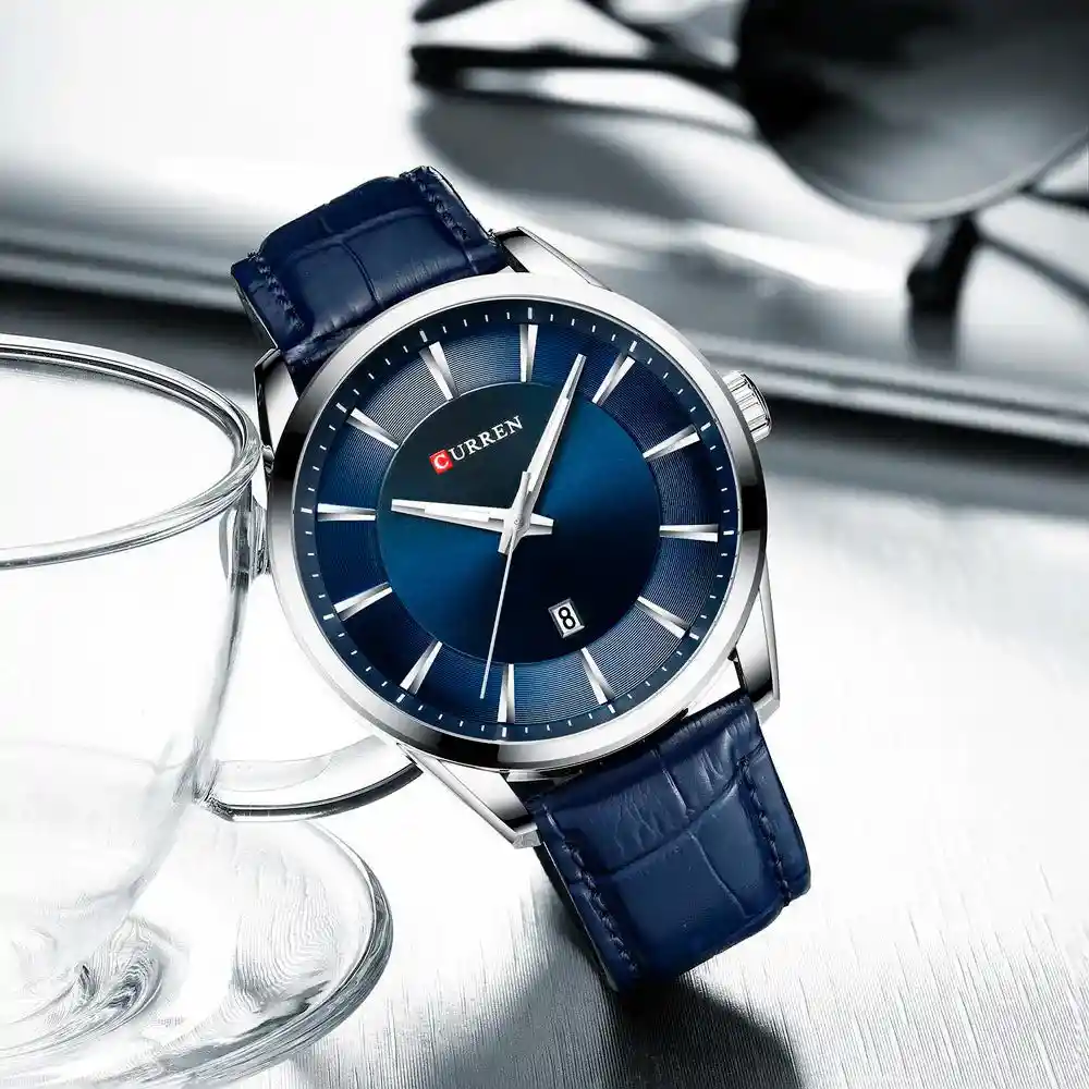 Reloj Análogo Curren Original Krec7503- 8365 Acero Inoxidable Color Azul Para Hombre