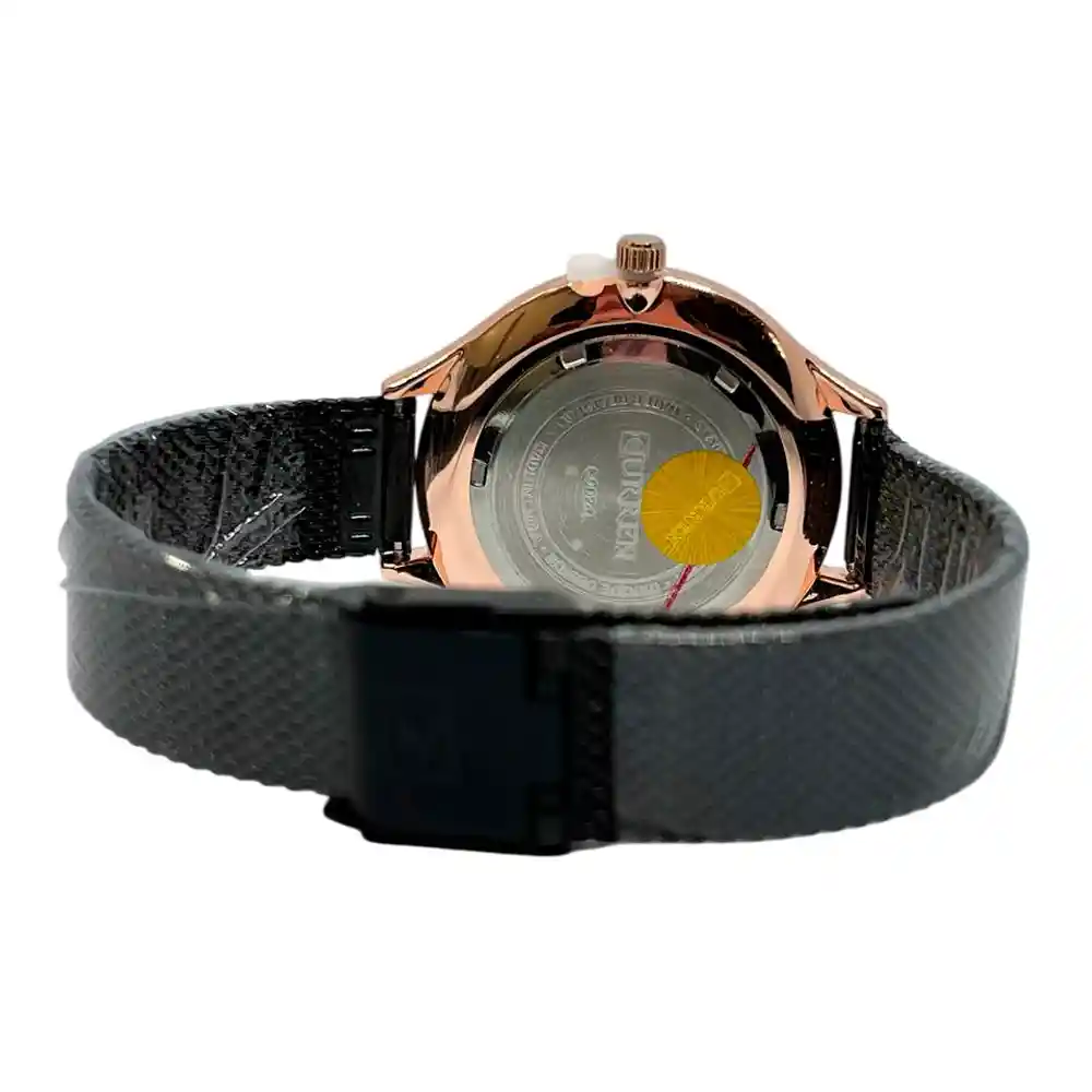 Reloj Análogo Curren Original Kreb732001 Acero Inoxidable Color Negroy Dorado Para Mujer
