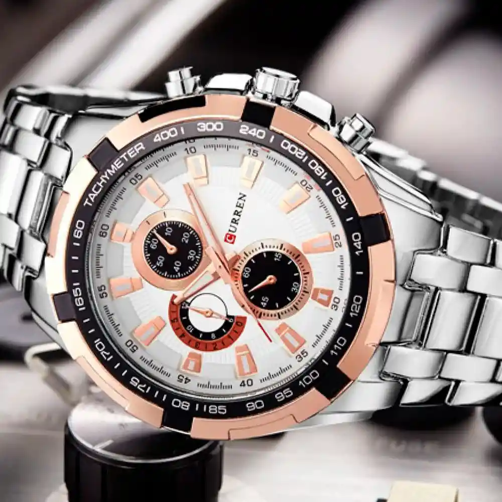 Reloj Análogo Curren Original Kre02192002 - 8023 Acero Color Plateado Para Hombre